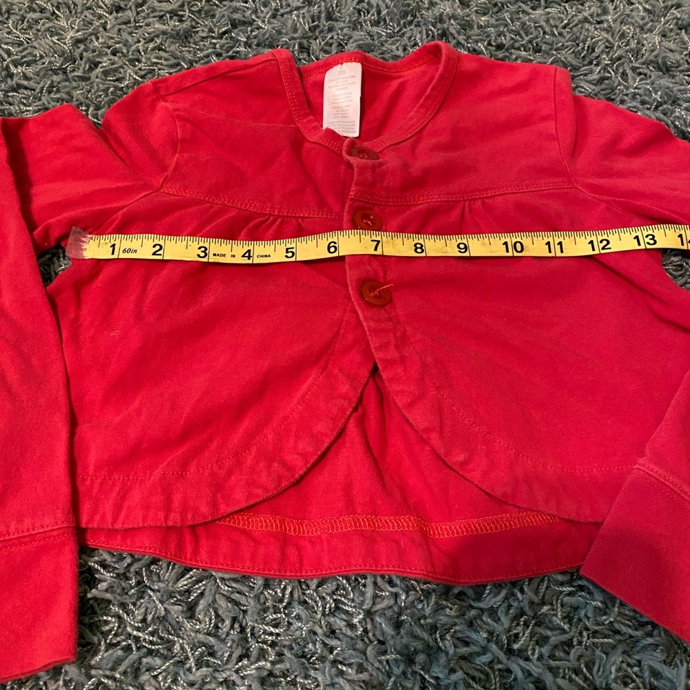 Girls Red Buttoned Down Cardigan Size 7/8 - Picture 3 of 6